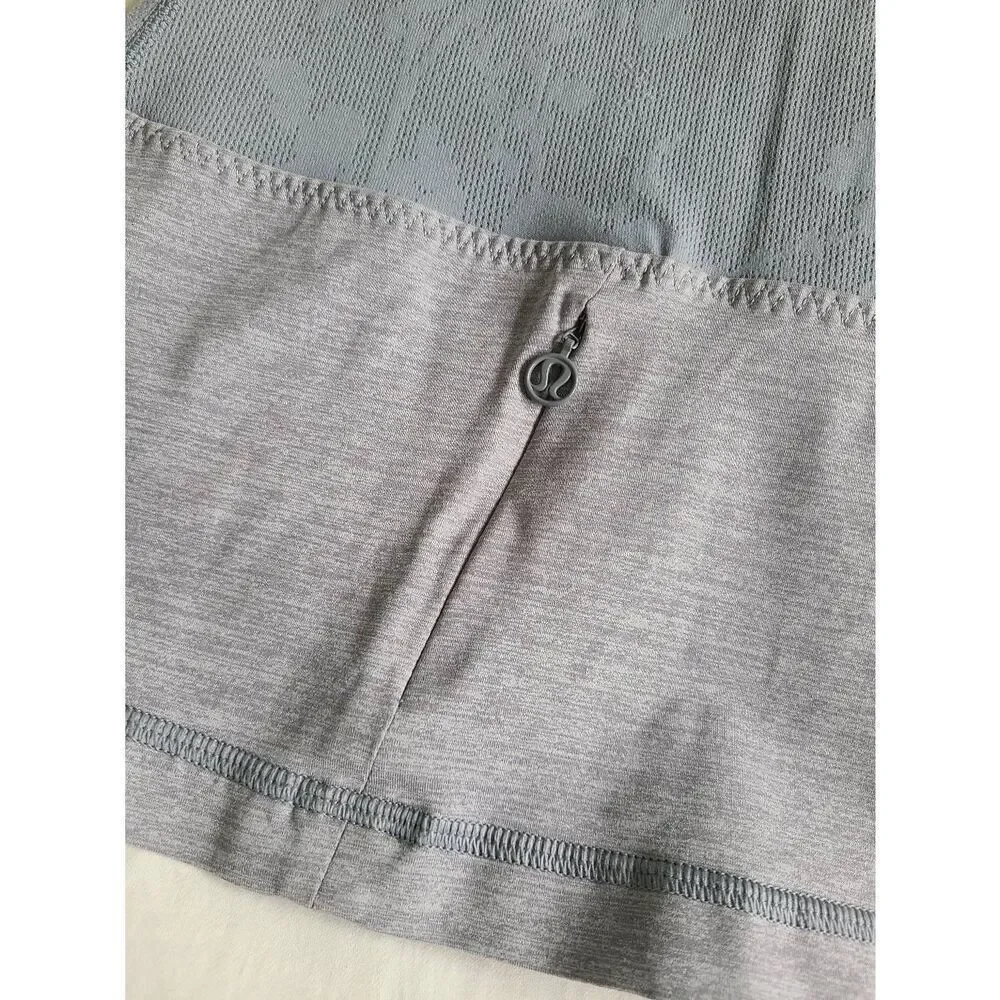 Lululemon Chaturanga Tank Top Women Blue Heathered Fossil Racerback Built-In Bra